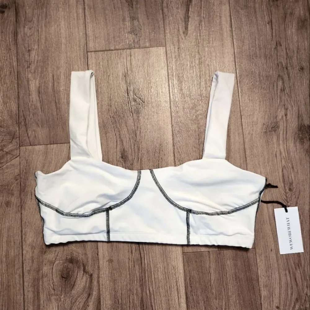 WeWoreWhat Square Neck Corset Top  SportBra White Size XL